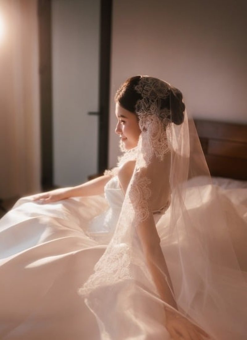 Portrait de mariée en lumière douce